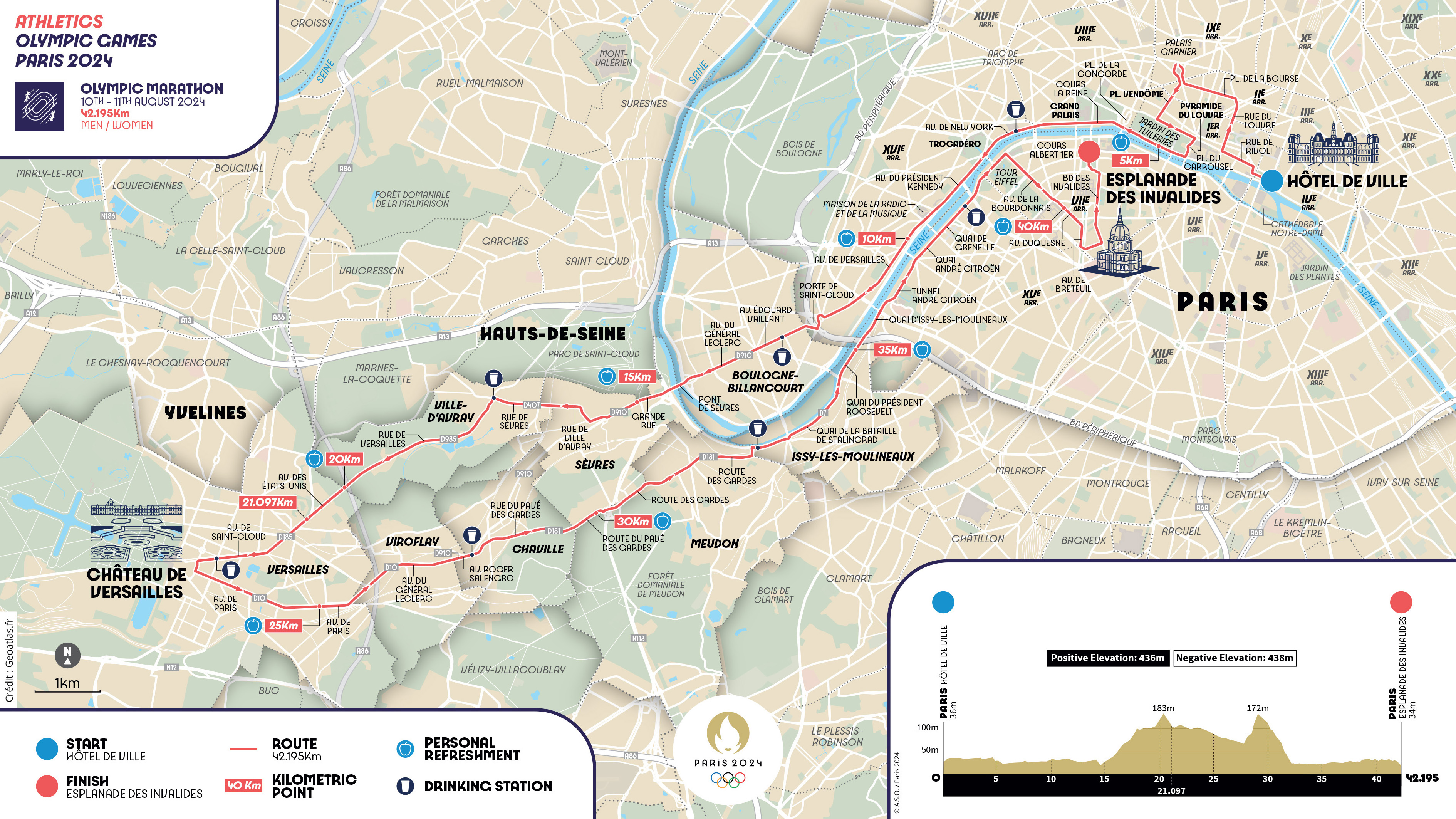 Streckenplan Olympiamarathon Paris 2024