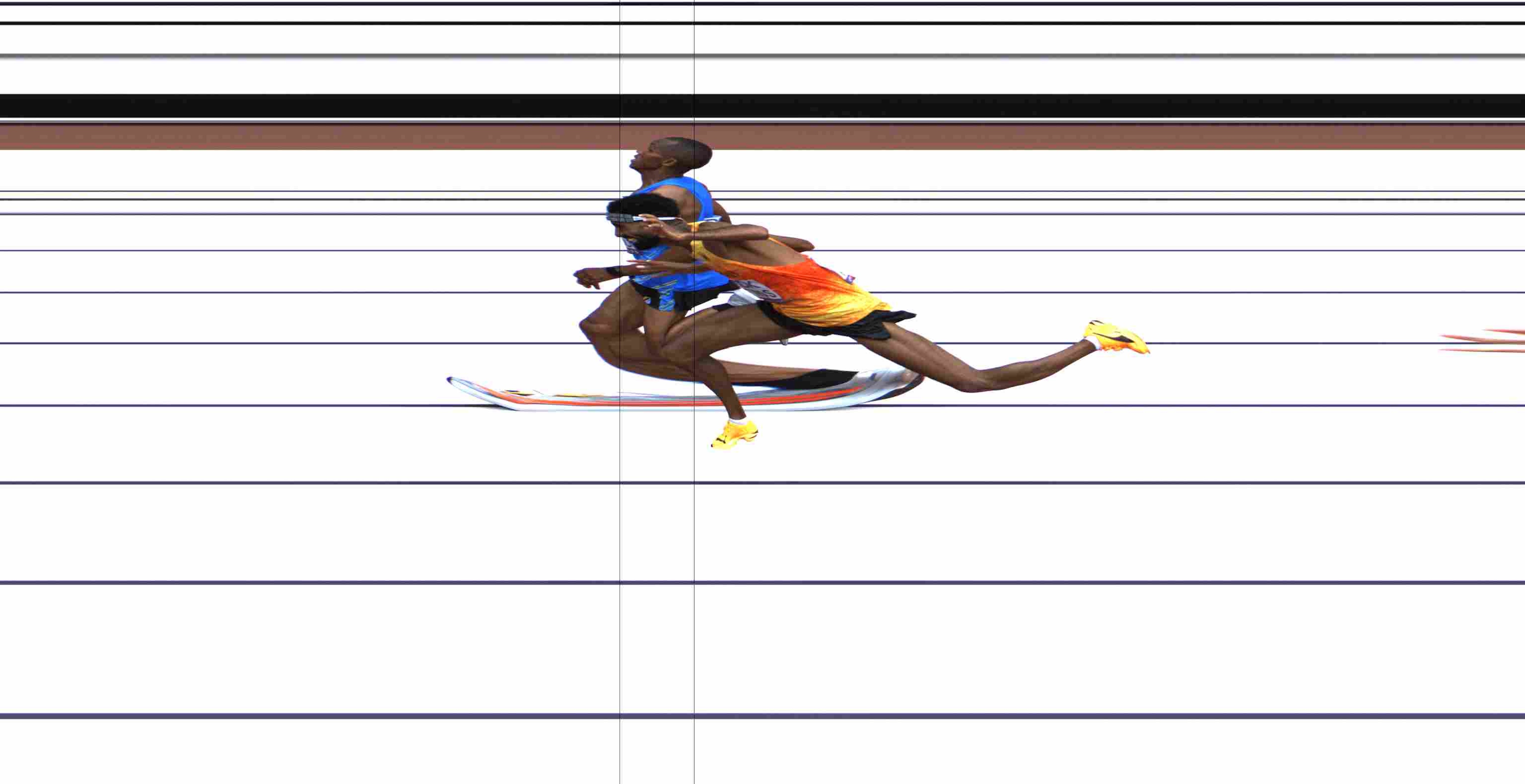 Photofinish Simbu und Petros. Bild: World Athletics